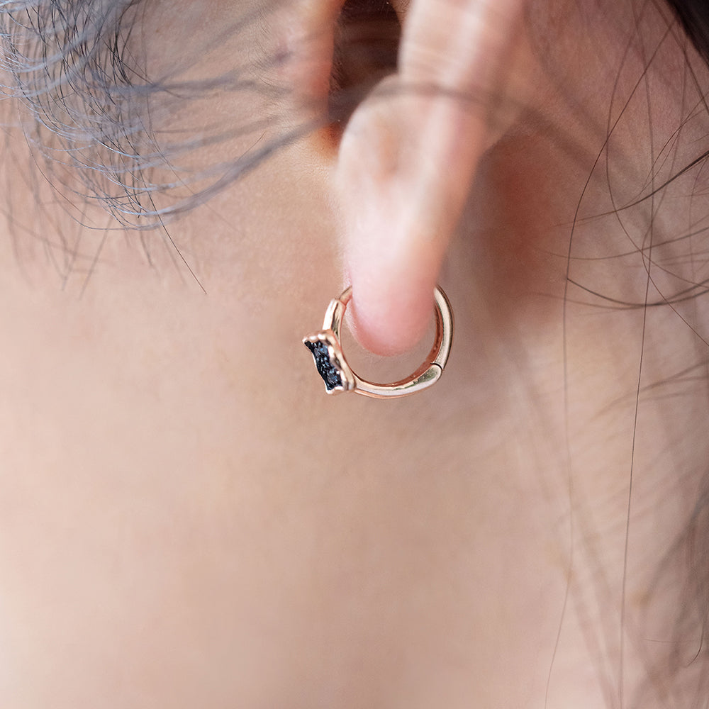 14k blue diamond A+++ gold earring 18k unbalance one-touch earring