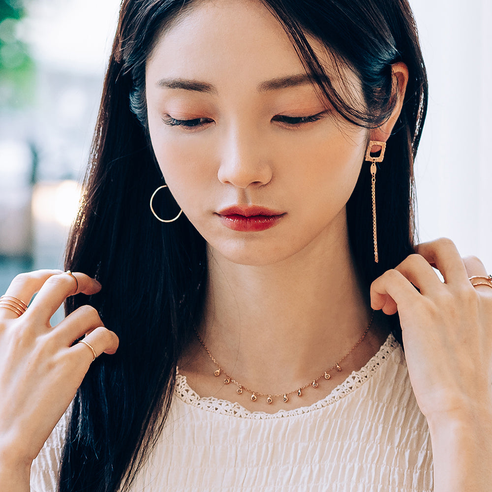 GOLD 14k 18k drop necklace brown stone anniversary girt