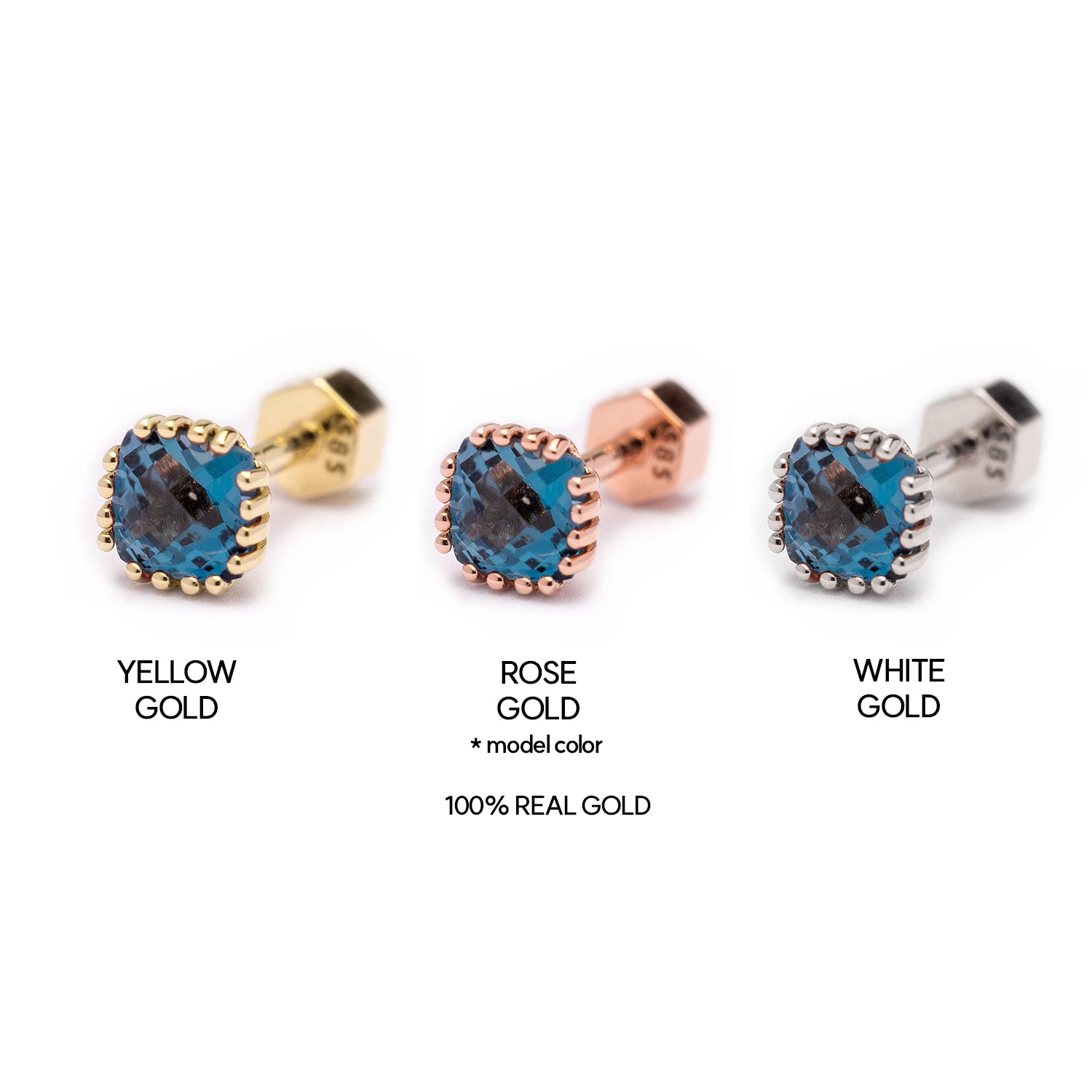 14K piercing 18K natural stone topaz errings simple gift girl K jewelry