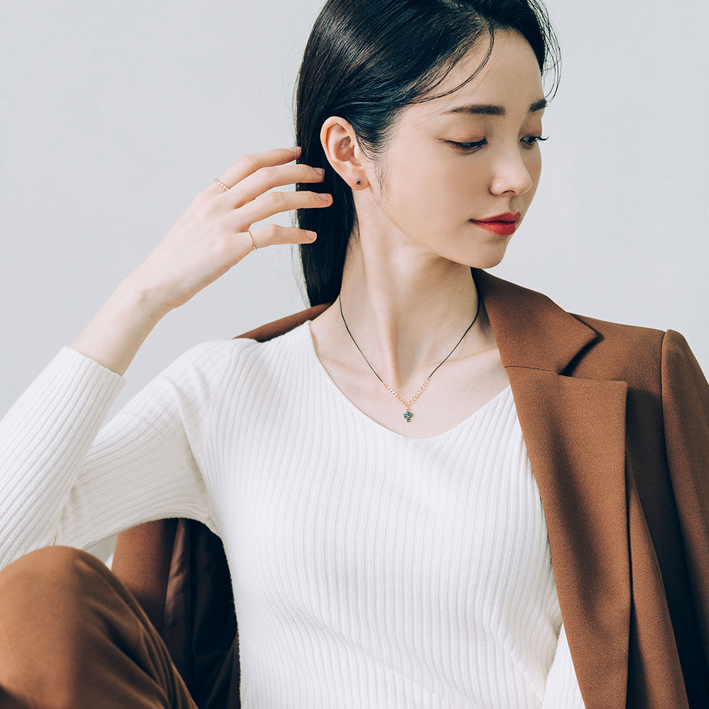 green diamond A+++ cactus gold necklace 14k 18k