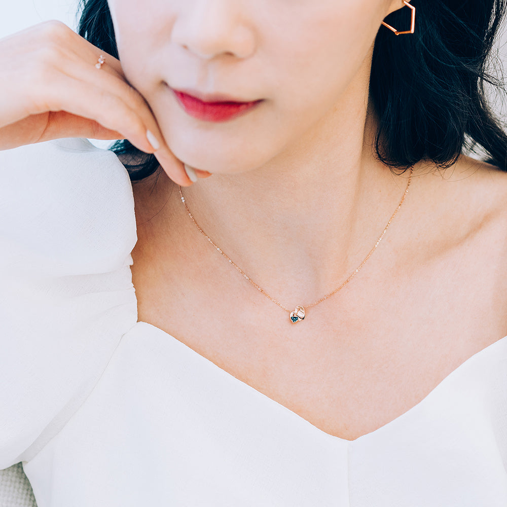 14k 18k heart pendant blue diamond A+++ necklace gilft