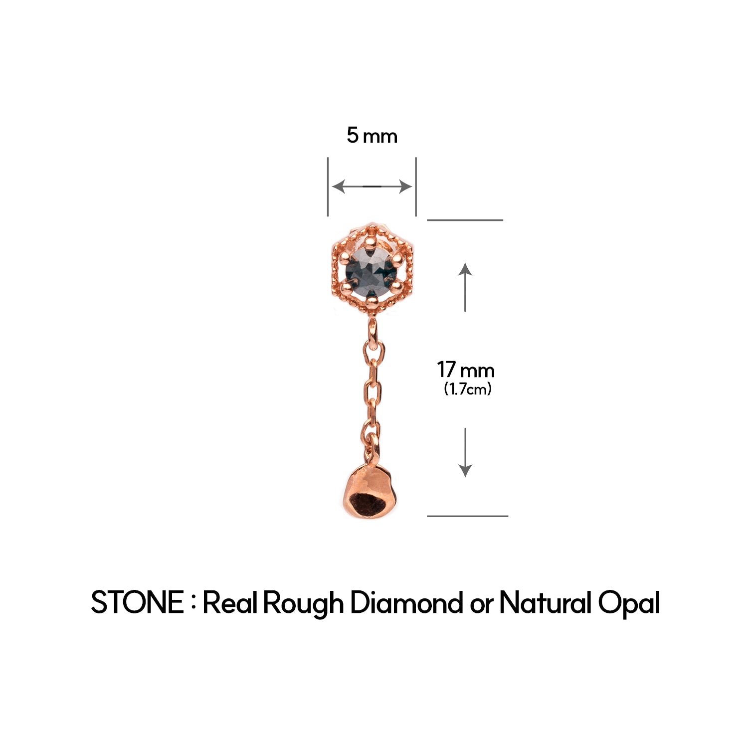 14K gold diamond drop chain piercing 18K errings natural jewerllery