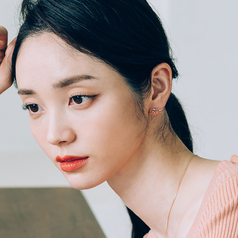 lattering estilo LOVE cupit gold earring 14k 18k GOLD