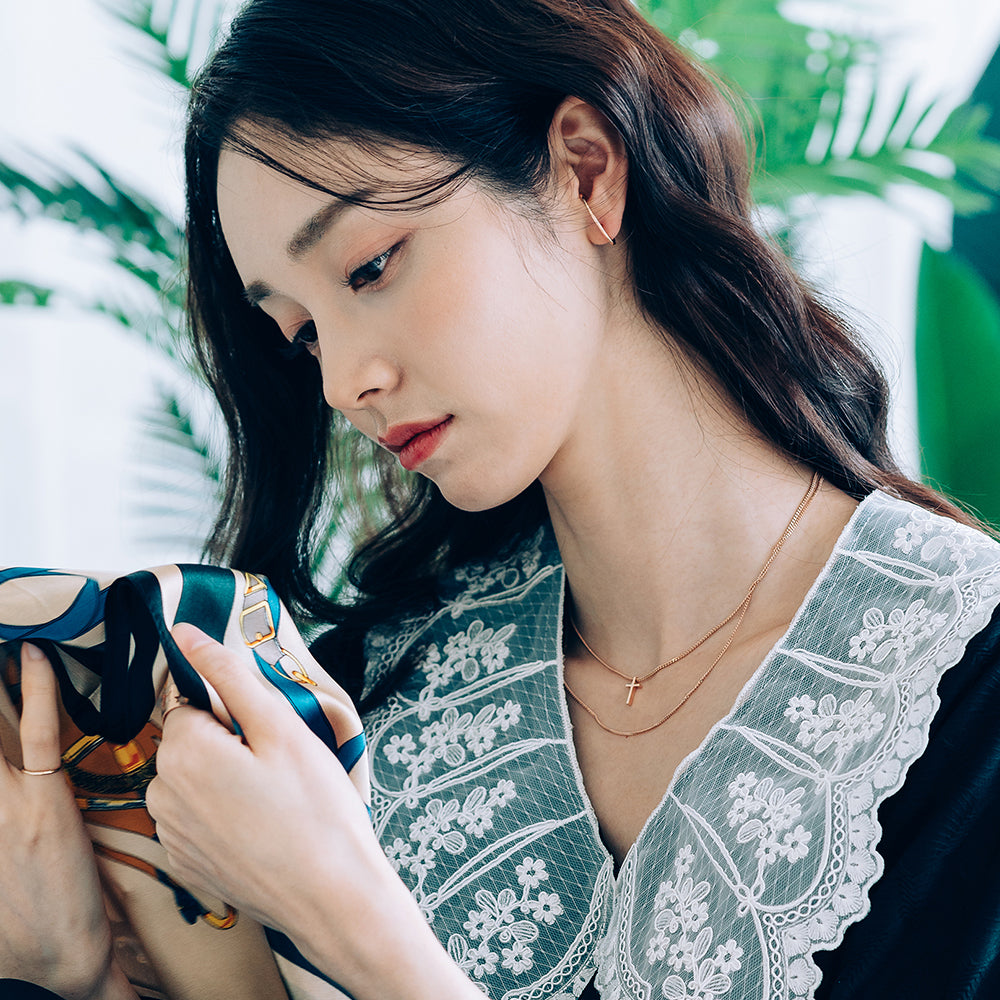 Double-layer necklace GOLD 14k 18k daily wear necklace