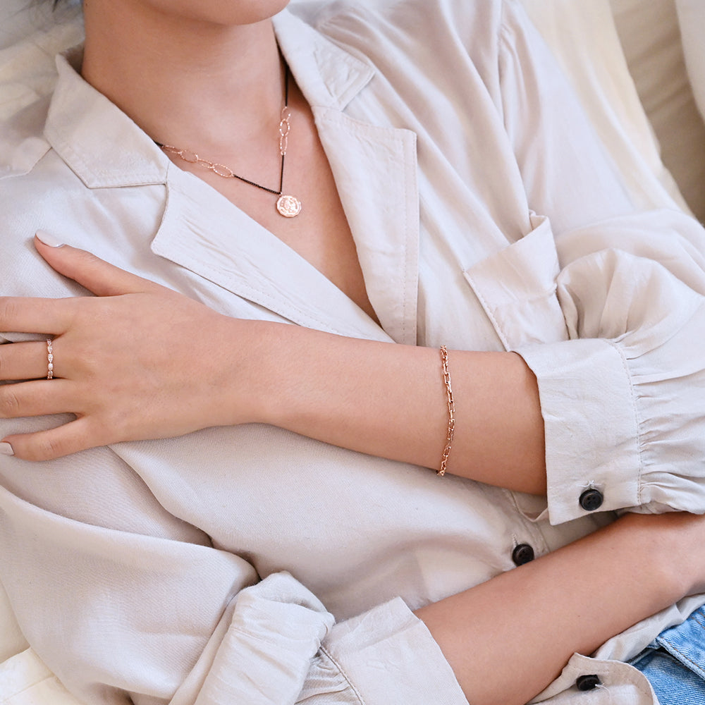 14k 18k gold black necklace unique simple daily item