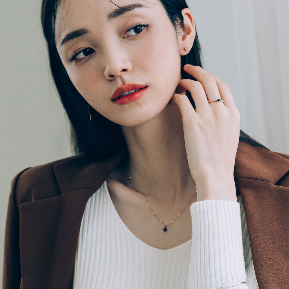 minimal pendant blue diamond A+++ 14k 18k necklace jewerly