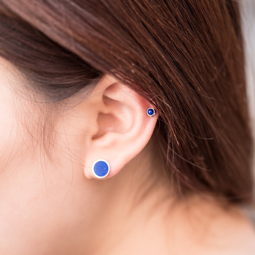 14K piercing 18K natural stone errings lapis onix shell inlay jewelry