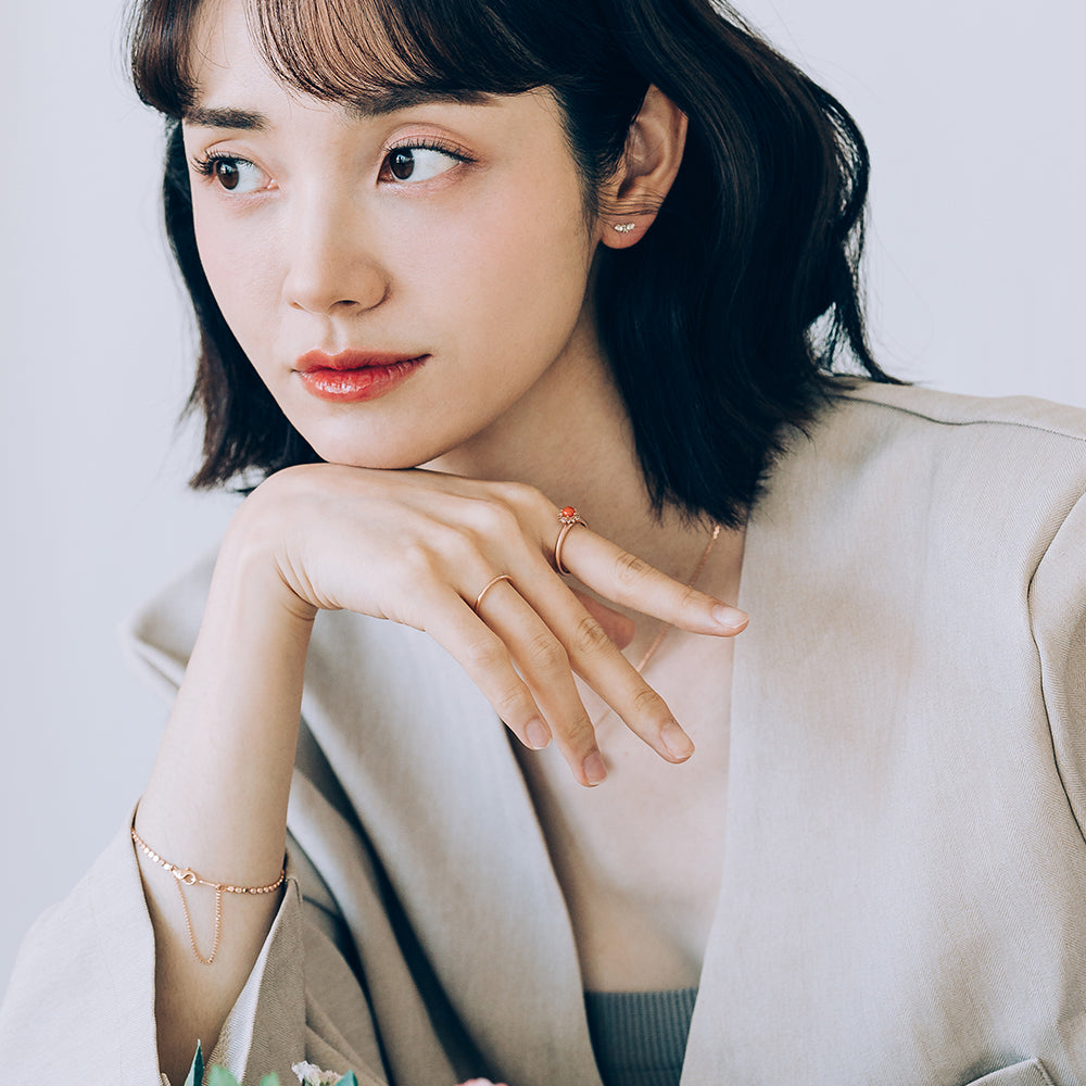 natural coral diamond A+++ ring wedding band 14k 18k gold