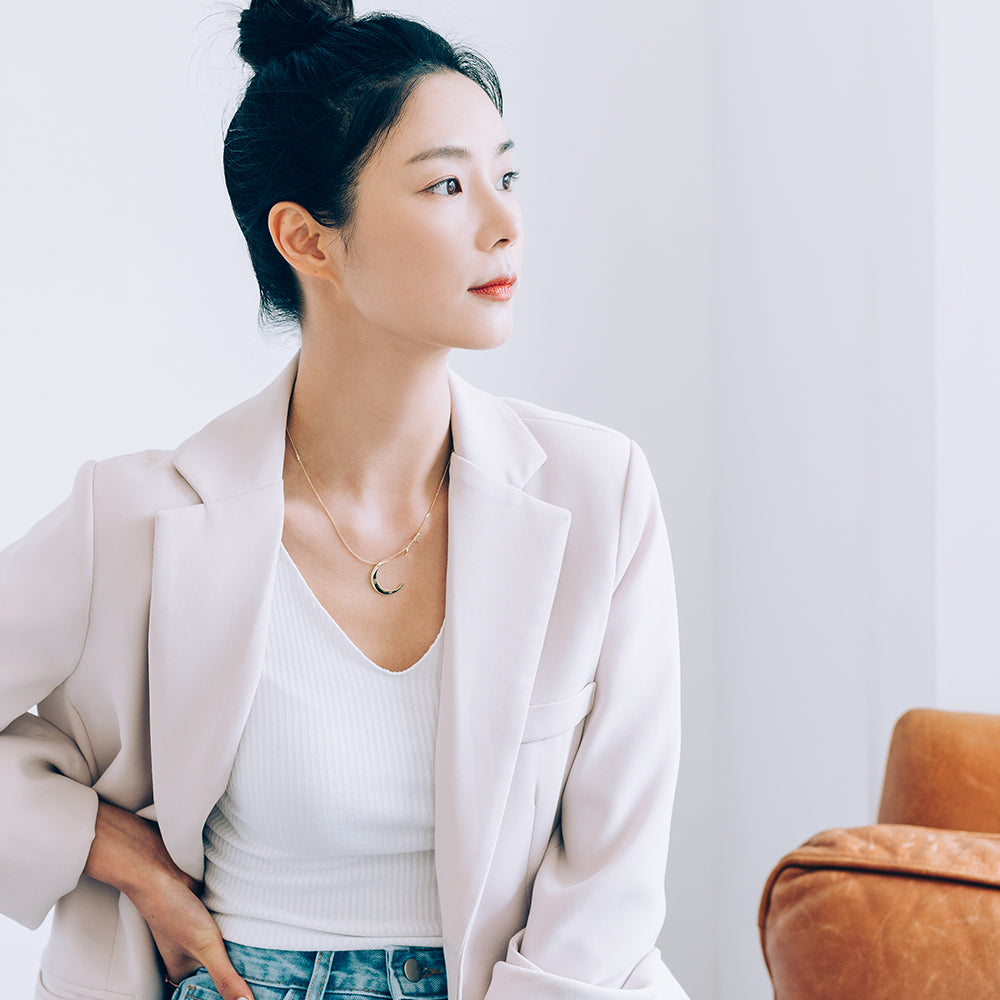 14k 18k GOLD long necklace 45cm 17.5" moon star chain daily necklace