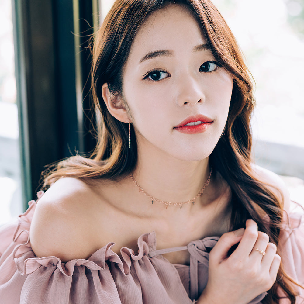 14k 18k black diamond GOLD chocker necklace chain handmand korea