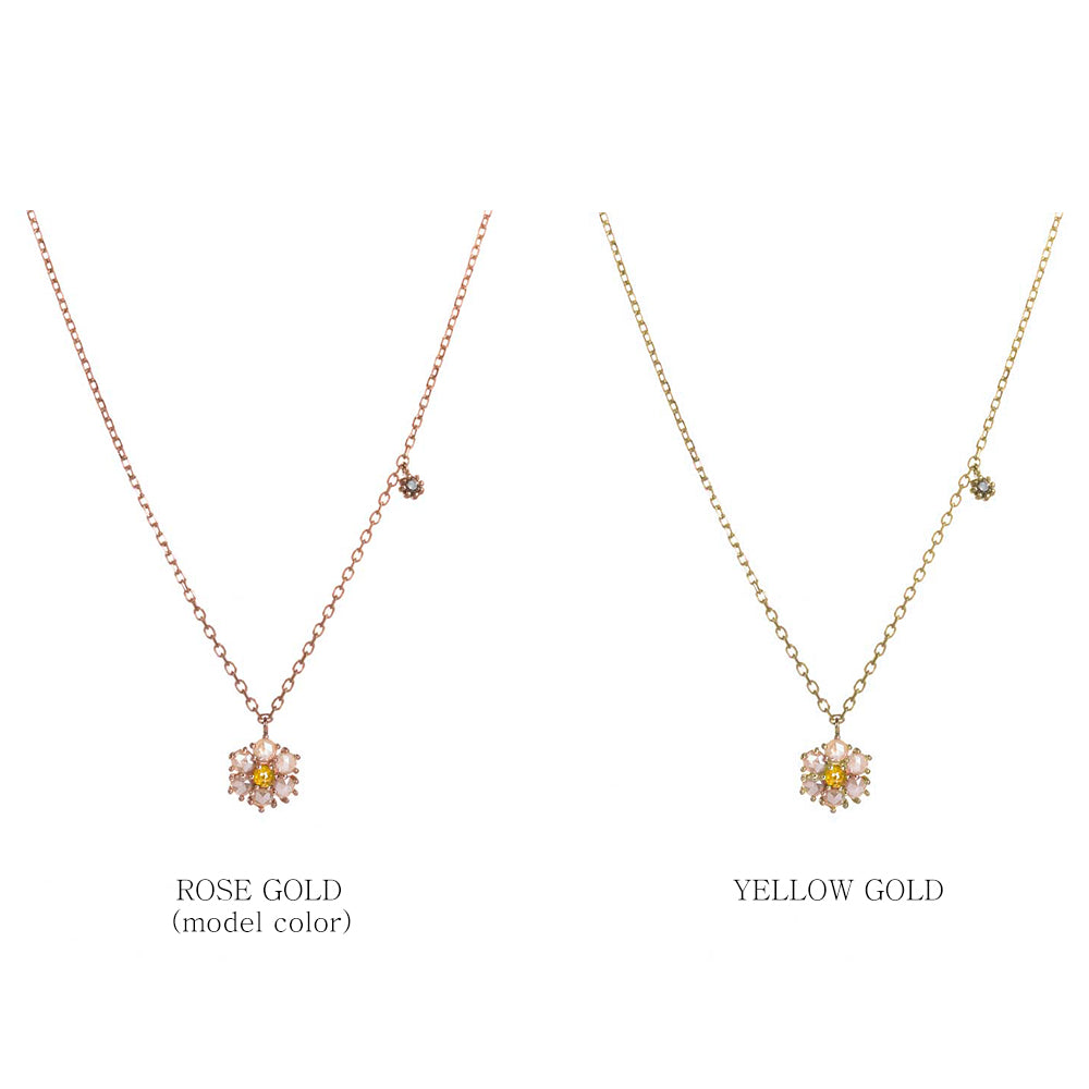 GOLD 14K 18K rough diamond A++ Necklace flower daily K jewerly