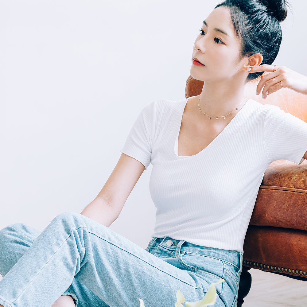 gold star chocker necklace 14k 18k GOLD girt 20s30s daily simple