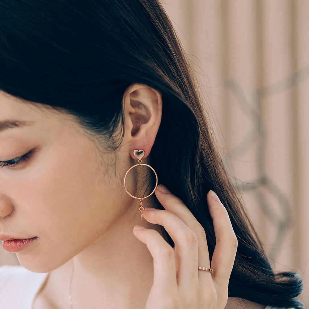 14k 18k gold hoop earring big round LOVE unique women earring custom jewerly