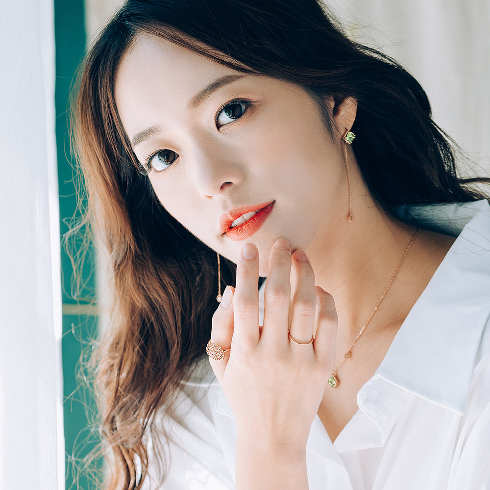 14k 18k peridot A+++ chain gold necklace gift rough diamond