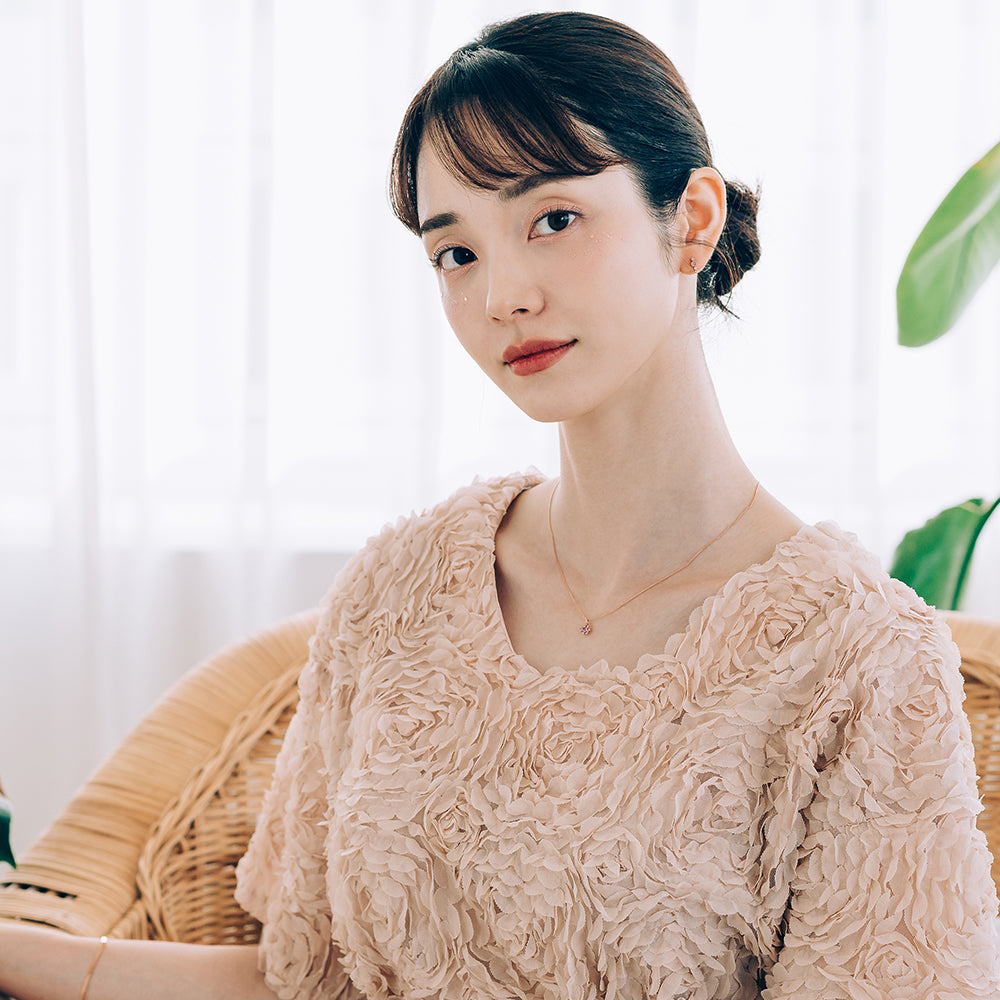 pink sapphire cognac diamond A+++ gold 14k 18k necklace gift bridal