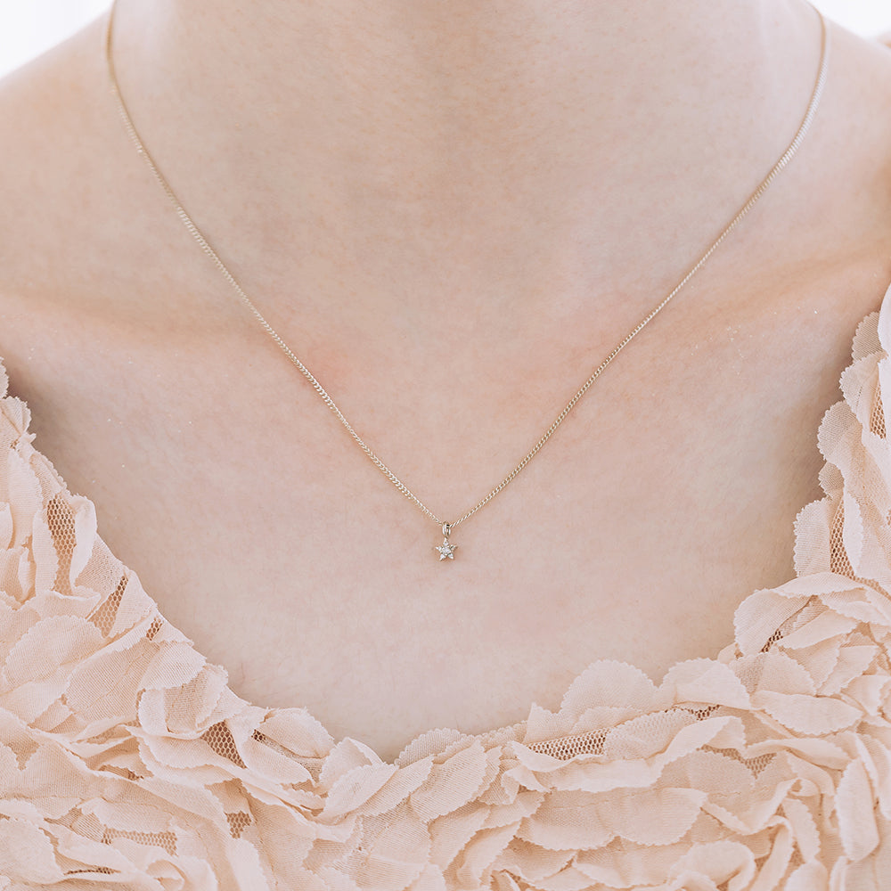 star minimal necklace cognac diamond A+++ gold 14k 18k