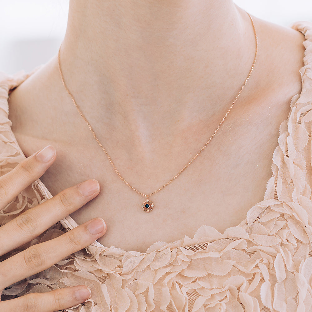 Sapphire Grey diamond A+++ Gold 14K 18K necklace korea jewerly