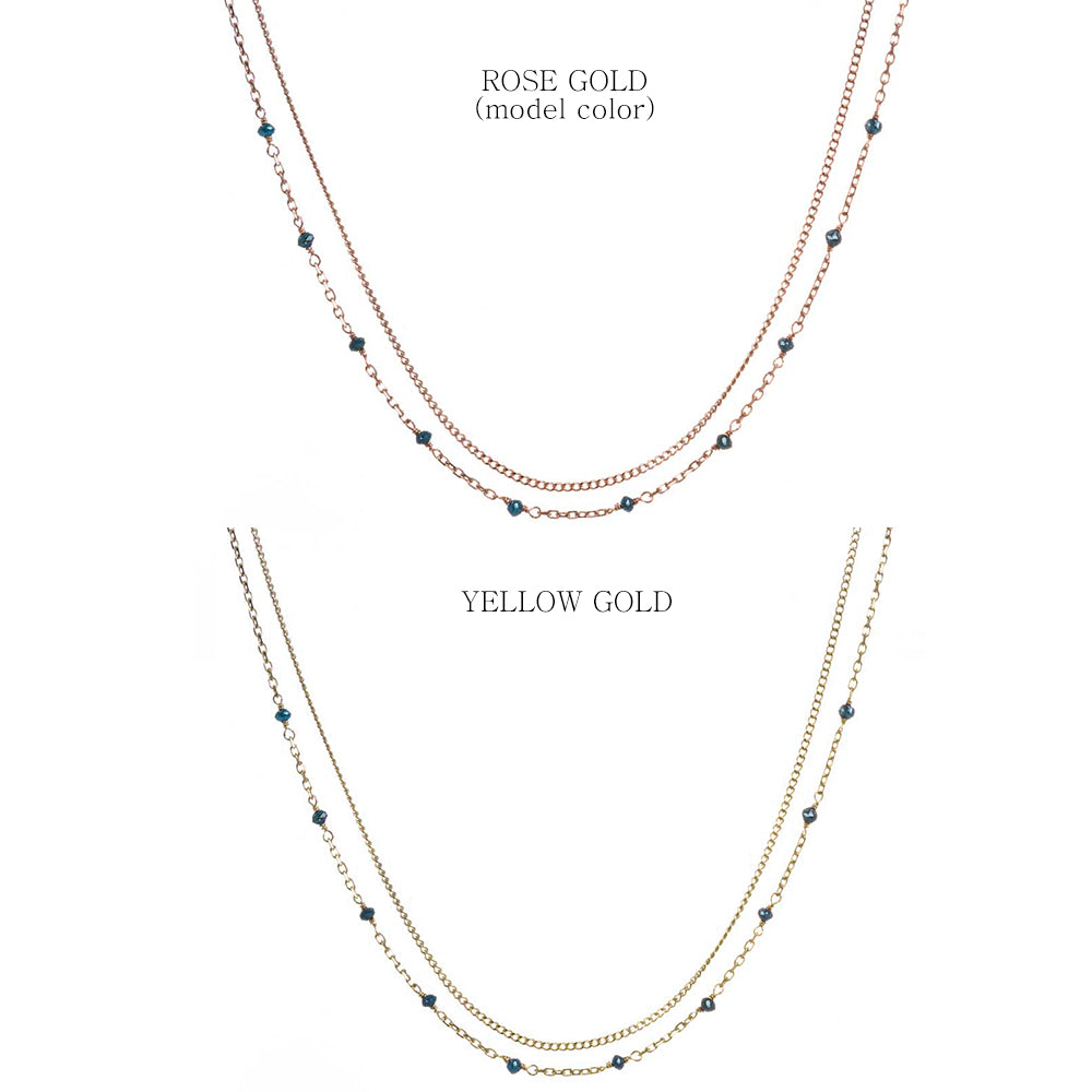 14K 18K Gold Double Layer Diamond Necklace Everyday Layered Necklace