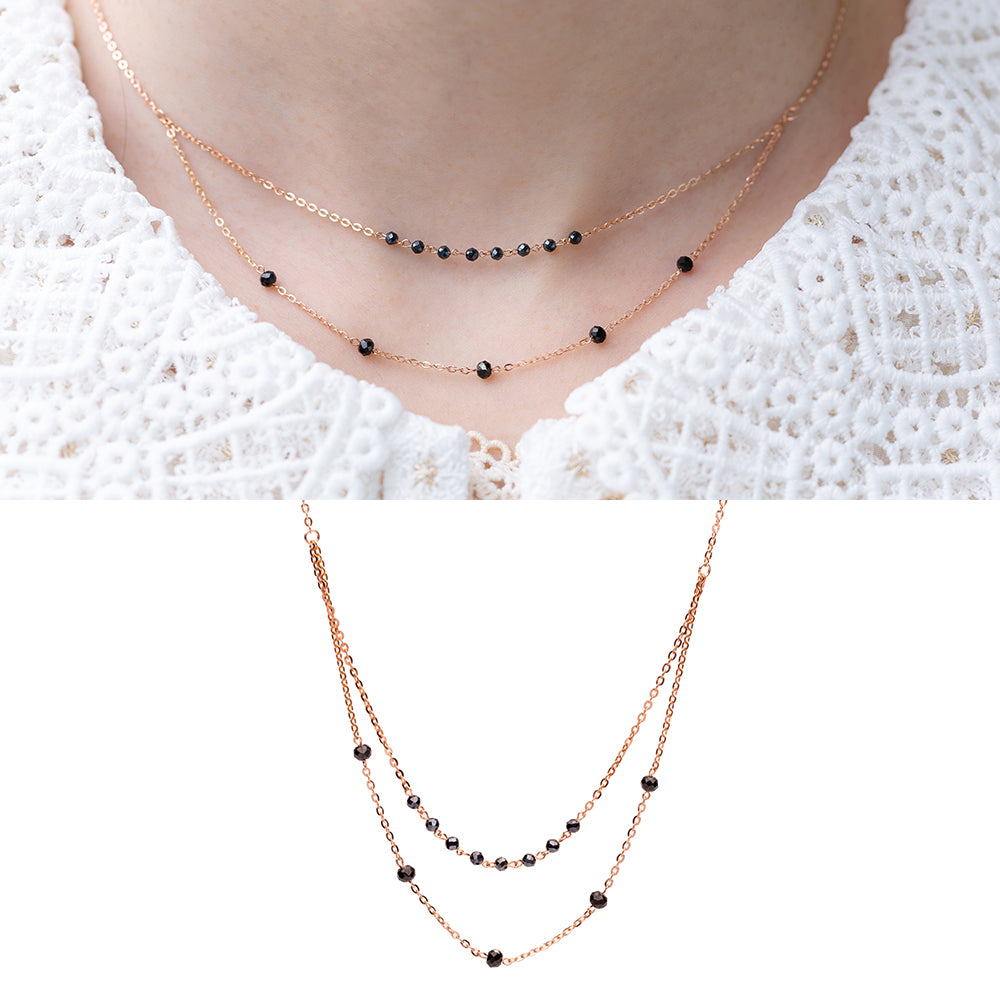natural spinel 14k 18k gold necklace Two-layer chain necklace