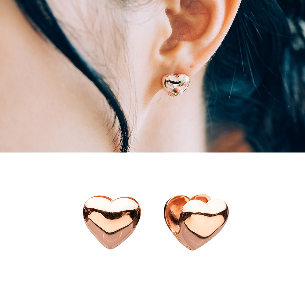 14k 18k gold one-touch hoop earring heart unique women custom jewerly