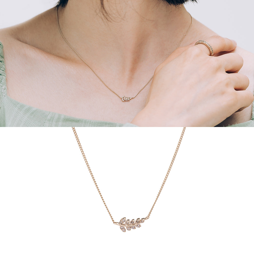 leaf diamond A+++ gold 14K 18K necklace anniversary gift jewellery