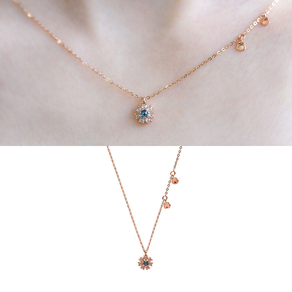 flower design necklace rough diamond A+++ gold 14K 18K