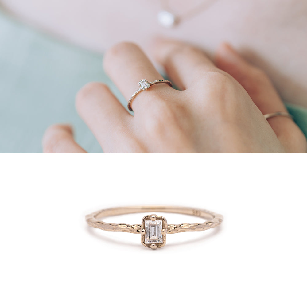 Baguette Q daily fashion simple ring gold 14k 18k