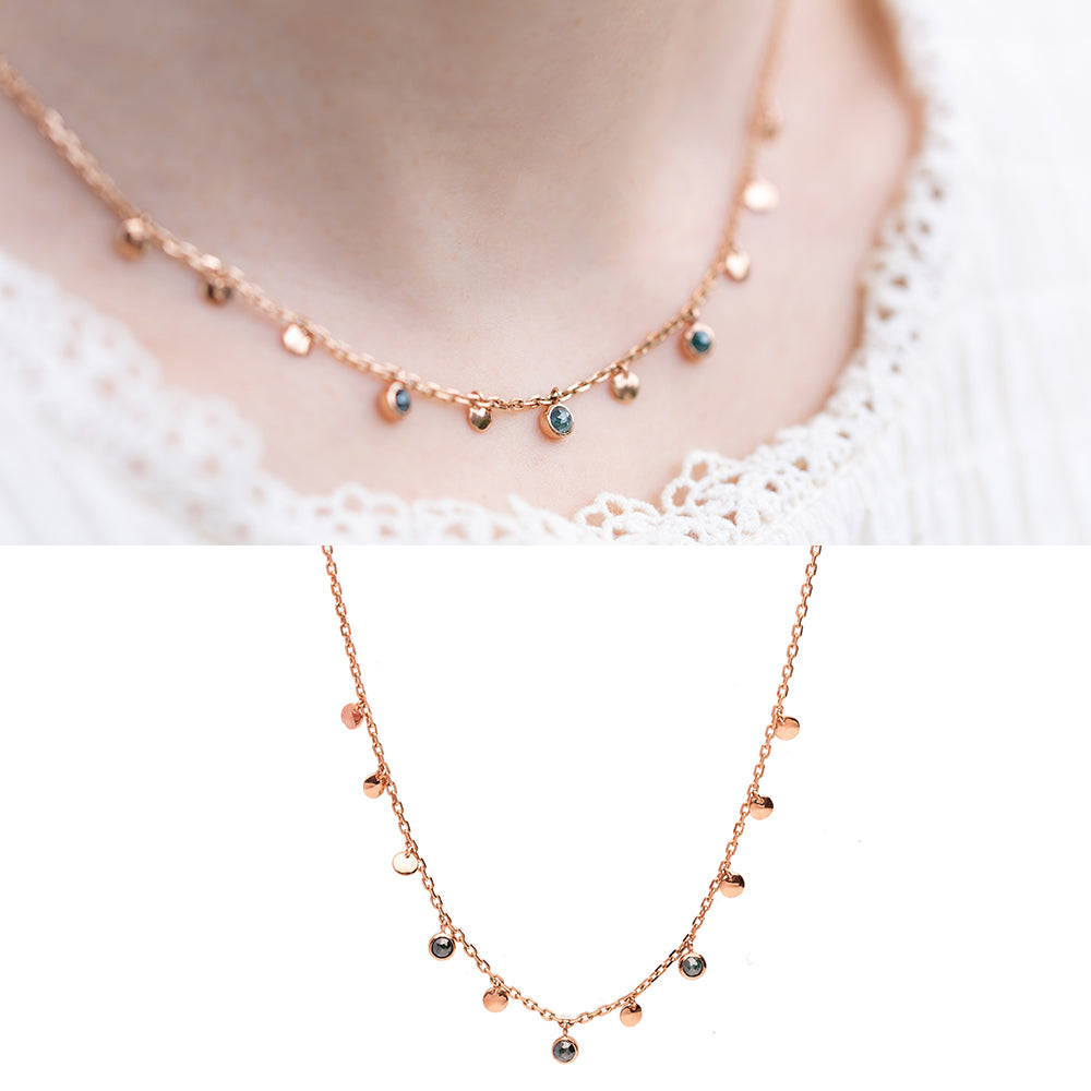 GOLD blue rough diamond A++ necklace drop design