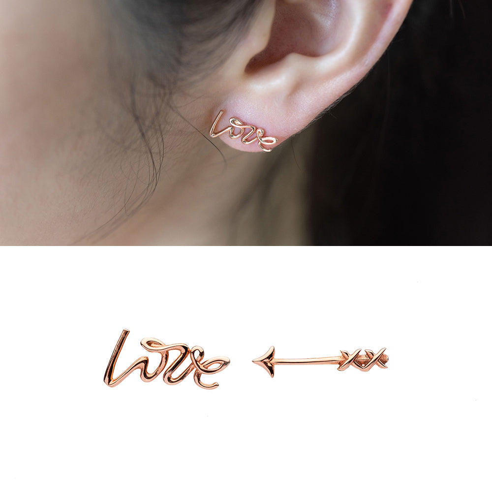 lattering estilo LOVE cupit gold earring 14k 18k GOLD