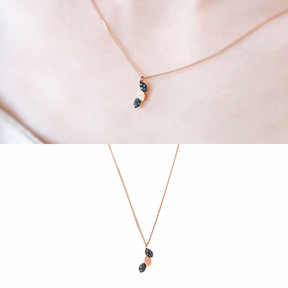 blue diamond A+++ GOLD leaf necklace simple daily wear
