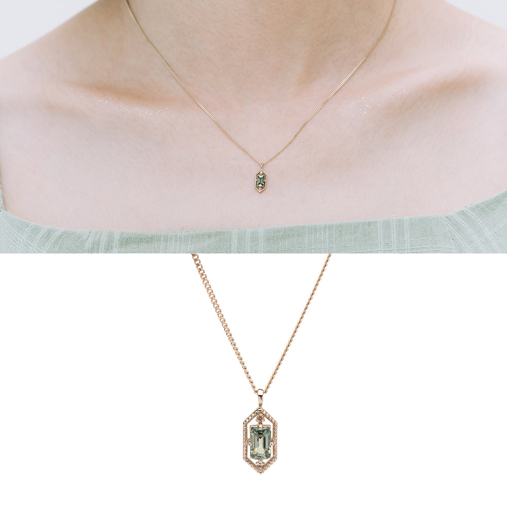 14k 18k green sapphire diamond A+++ simple wedding gift gold necklace