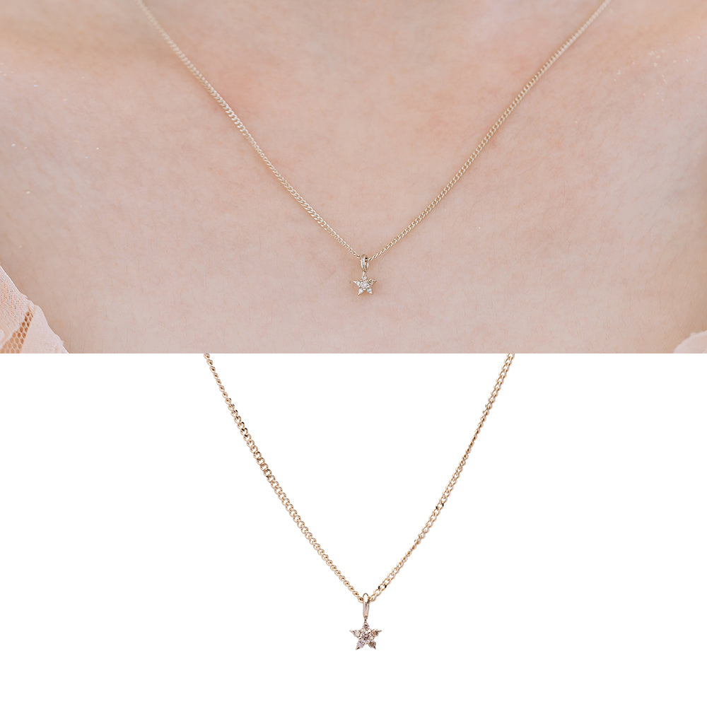 star minimal necklace cognac diamond A+++ gold 14k 18k