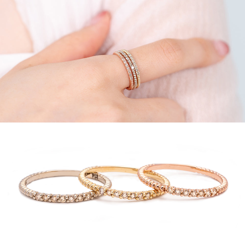 Diamond guard ring 14k 18k gold Women’s layered diamond band