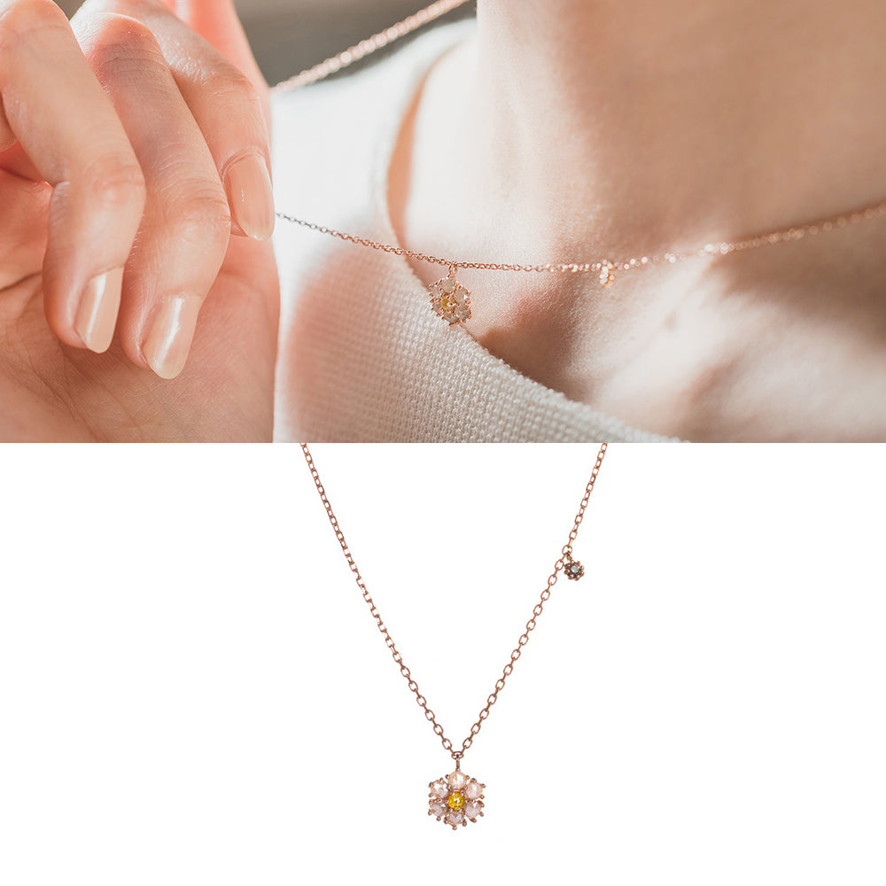 GOLD 14K 18K rough diamond A++ Necklace flower daily K jewerly