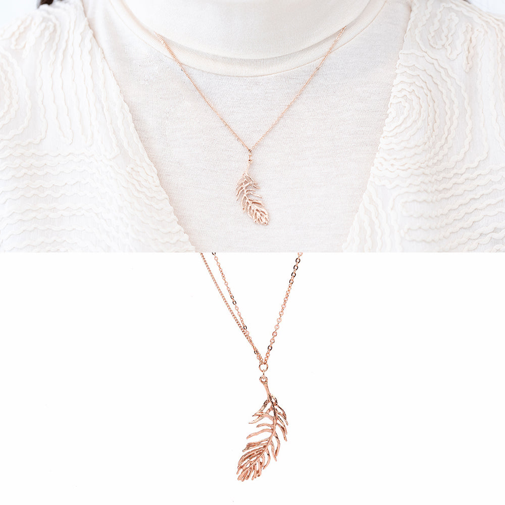 14K 18K unbalance chain leaf NECKLACE gift wedding