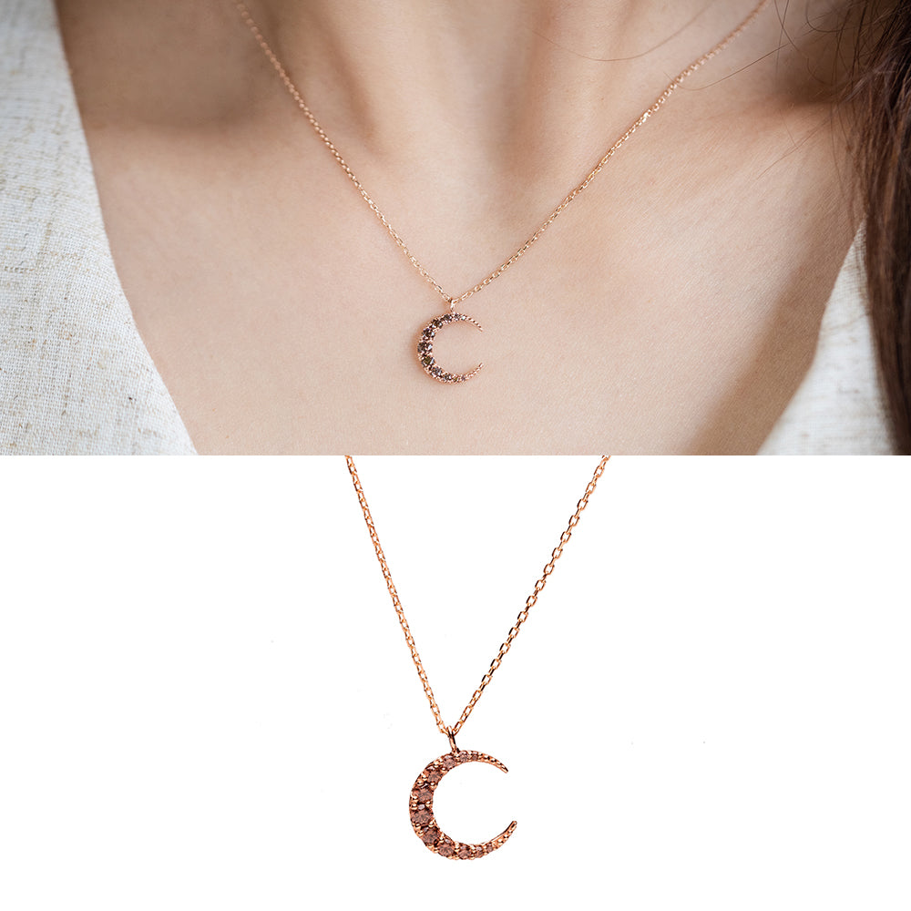 14k 18k moon gold necklace girlfriend gift anniversary