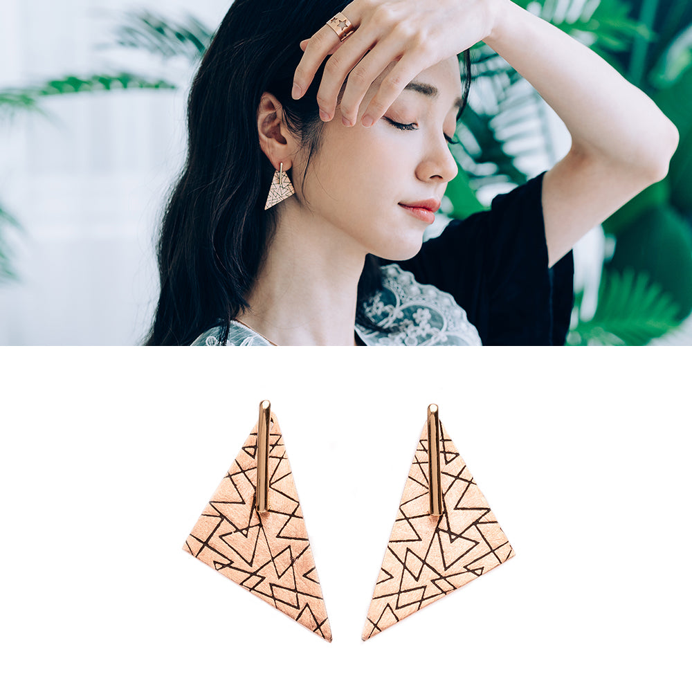 14k gold big earring 18k unique women earring