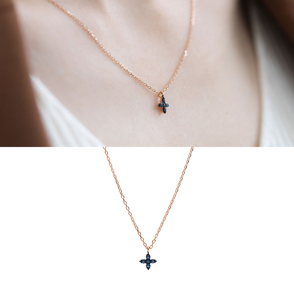 minimal pendant blue diamond A+++ 14k 18k necklace jewerly