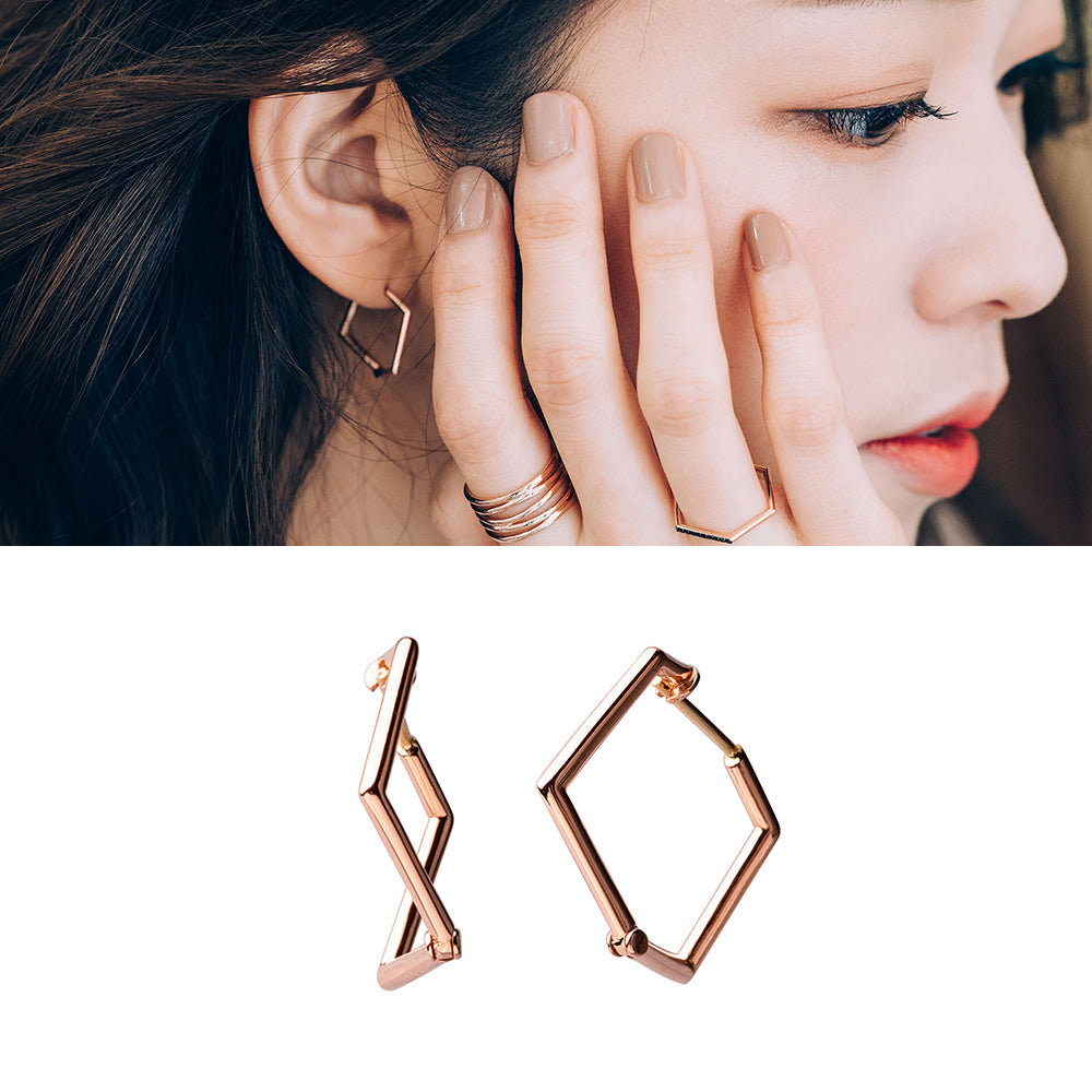 14k 18k gold one-touch hoop gold earring 585 750