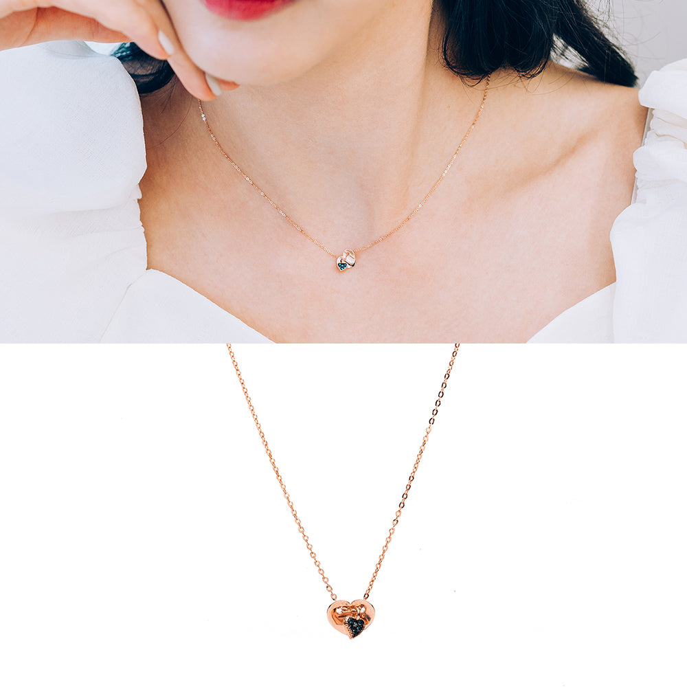 14k 18k heart pendant blue diamond A+++ necklace gilft