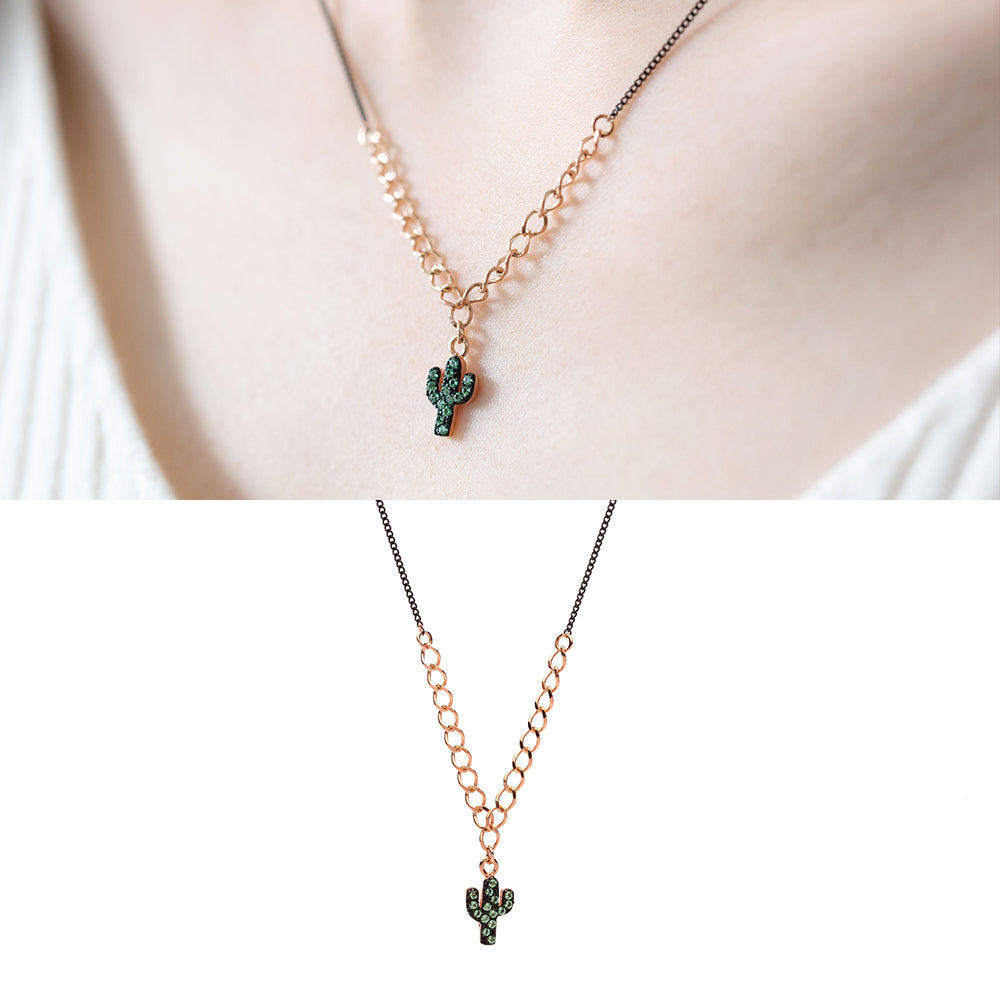 green diamond A+++ cactus gold necklace 14k 18k