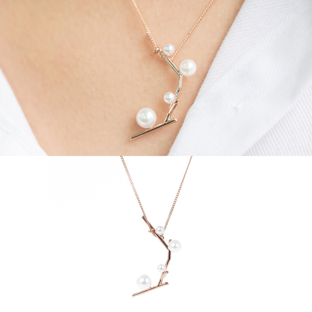 14k 18k sea-grown cultured pearl necklace gold daily leaf gift