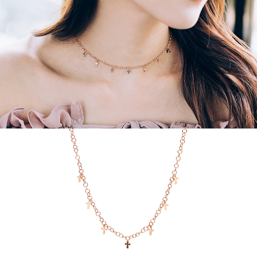 14k 18k black diamond GOLD chocker necklace chain handmand korea