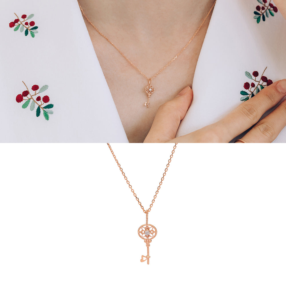 grey diamond A+++ gold key necklace 14K 18K daily jewerly