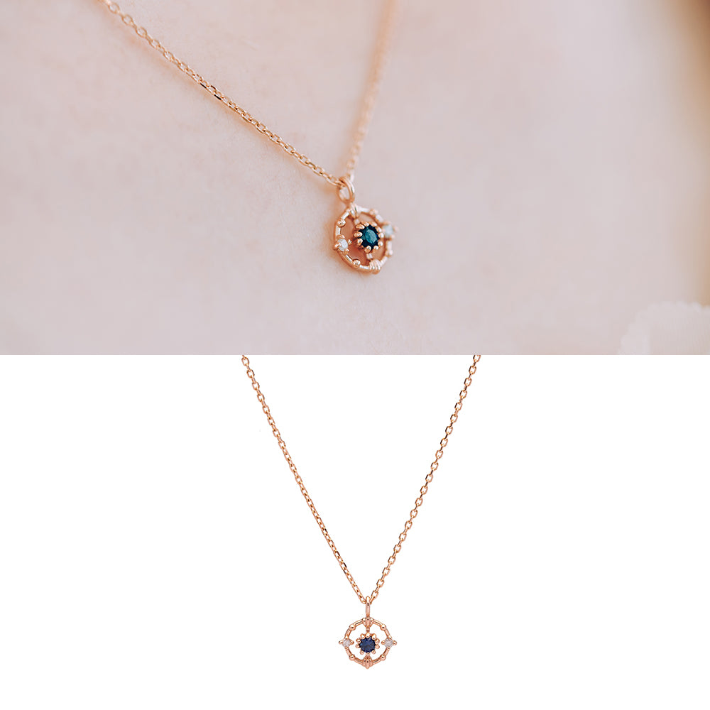 Sapphire Grey diamond A+++ Gold 14K 18K necklace korea jewerly