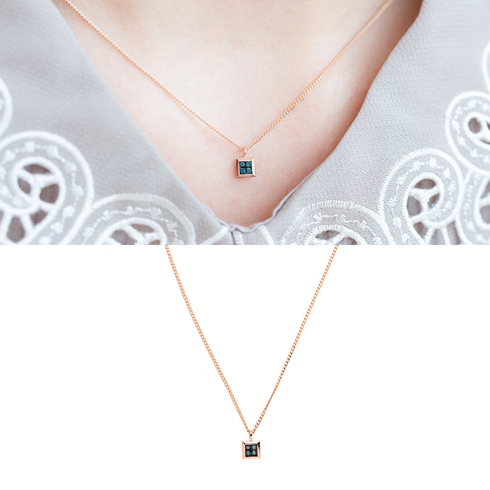 14k 18k small pendant blue diamond A+++ necklace