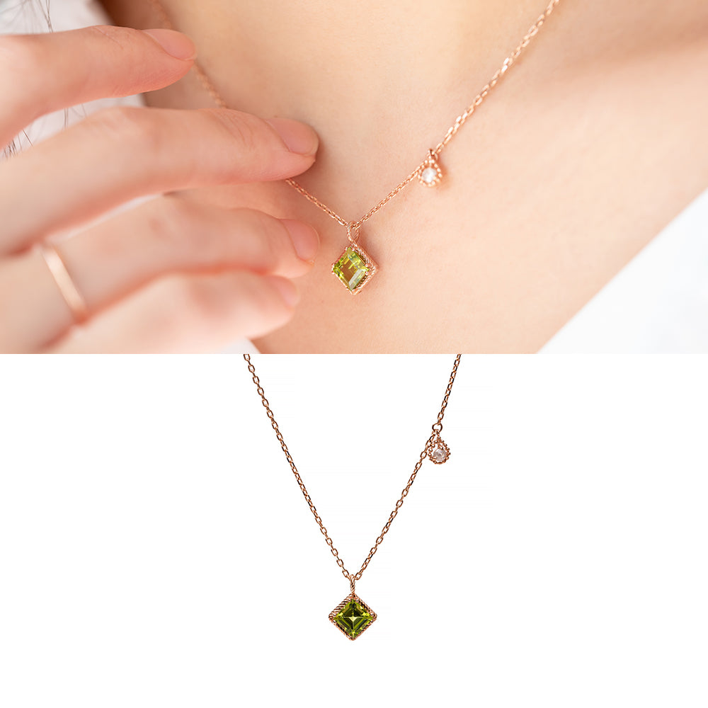 14k 18k peridot A+++ chain gold necklace gift rough diamond
