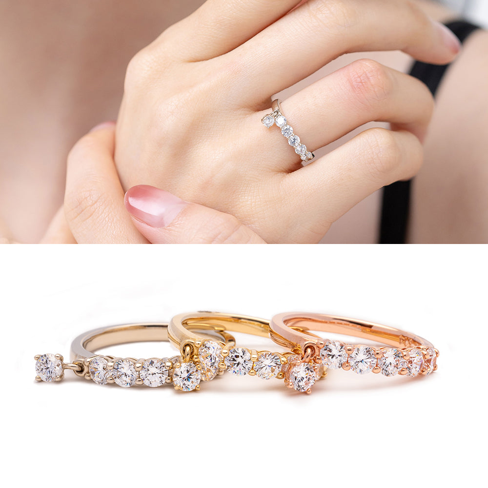 gold 0.10 ct diamond charm dangle ring wedding ring 14k 18k gift