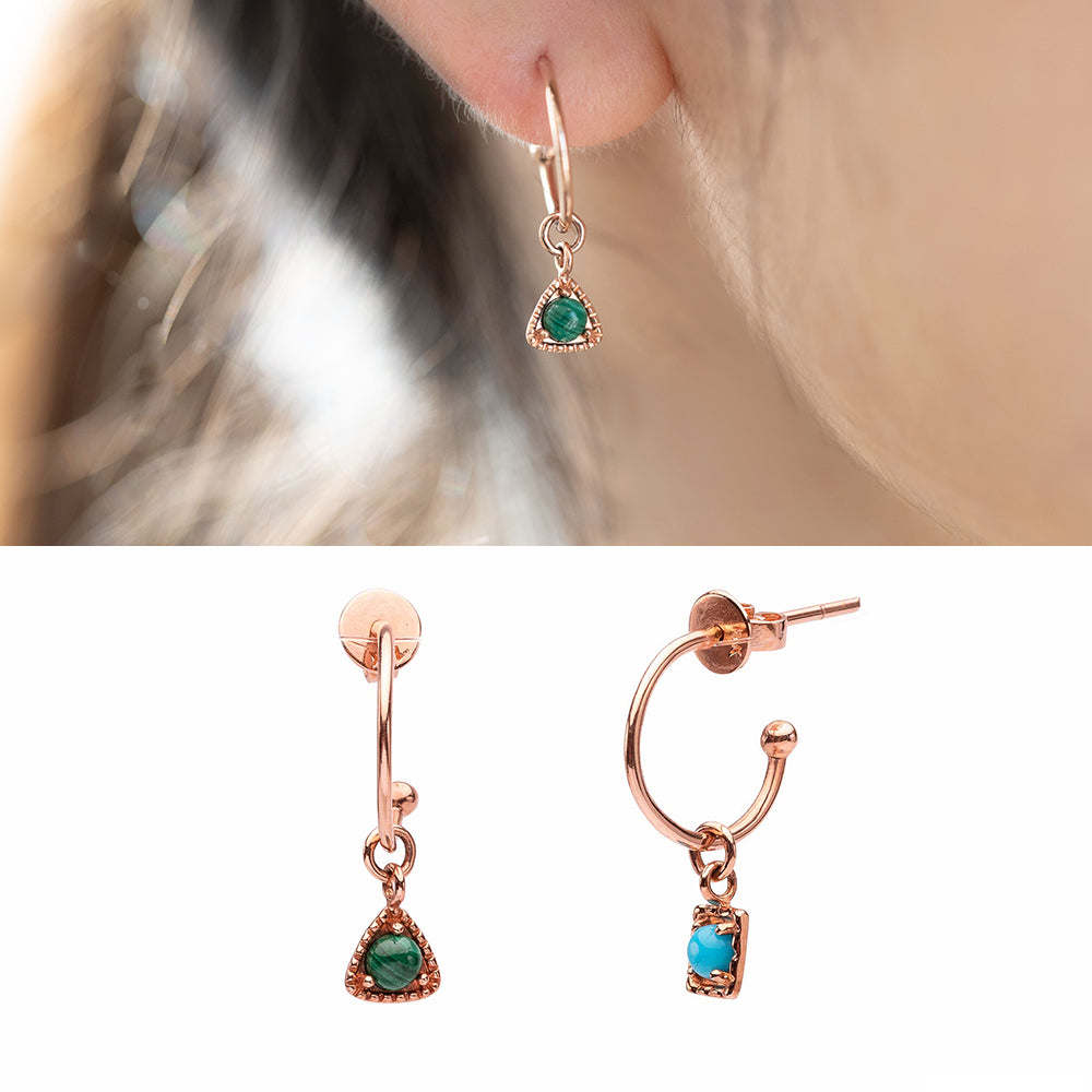 14k 18k gold earring  malachite turquoise K jewellery jewelry
