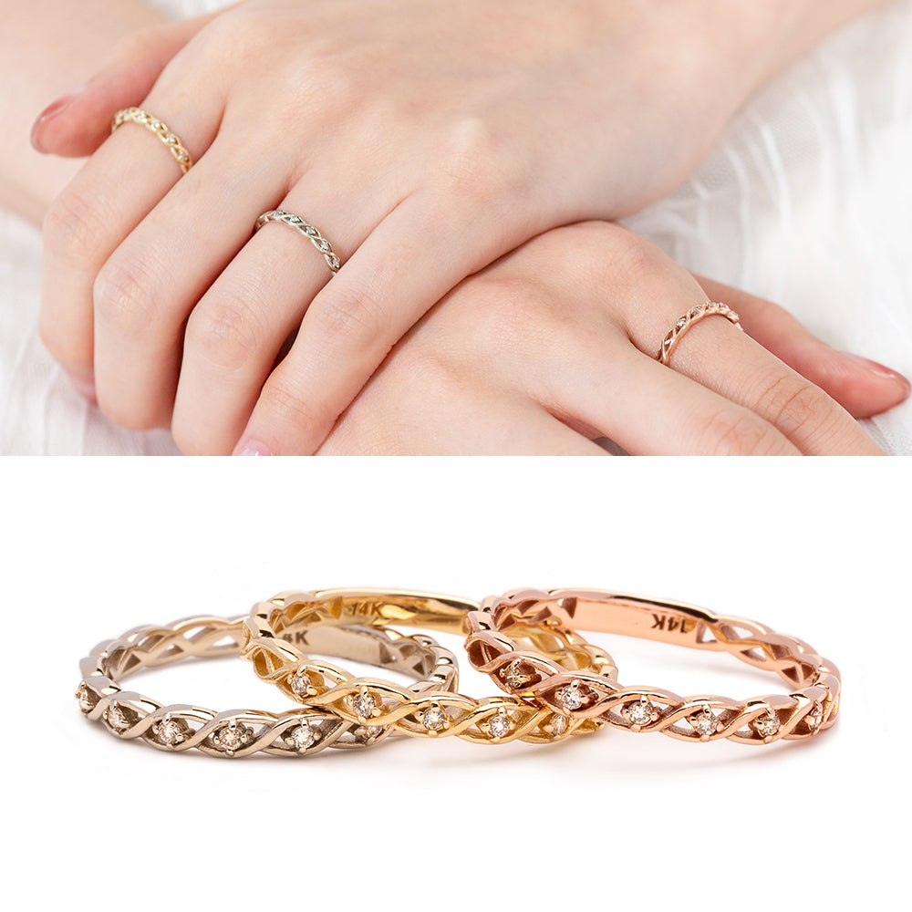 Diamond wedding guard ring 14k 18k gold layered diamond band